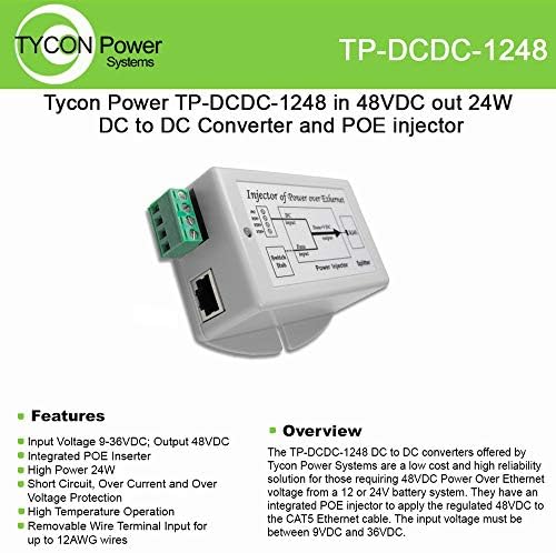 Tycon Sistemleri TP-DCDC-1248 48 V POE Out 24 W DC DC Dönüştürücü ve POE Yerleştirici