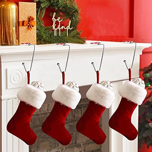 Oyydecor Noel Stocking Tutucular Mantel Kanca Askı Emniyet Asmak Kavrama Çorap Klip Noel Partisi Süslemeleri için (6, Kırmızı