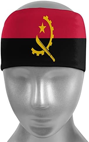 Angola bayrağı Unisex Yoga Atletik Hairband Performans Streç Dostu Bantlar Kaymaz Nem Esneklik Saç Aksesuarları için Fitness