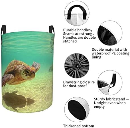 Lord Howe Adası Deniz Kaplumbağası Baskı Yuvarlak Tunik Kirli Cep, su geçirmez Oxford Kumaş Kolları İle Katlanabilir Depolama