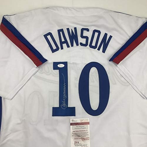 İmzalı / İmzalı Andre Dawson Montreal Beyaz Beyzbol Forması JSA COA
