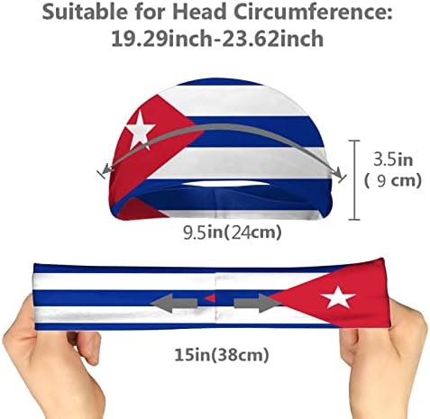 Küba Küba Bayrağı Bayan Erkek Yoga Spor Hairband Performans Streç Dostu Bantlar Kaymaz Nem Esneklik Saç Aksesuarları için Fitness