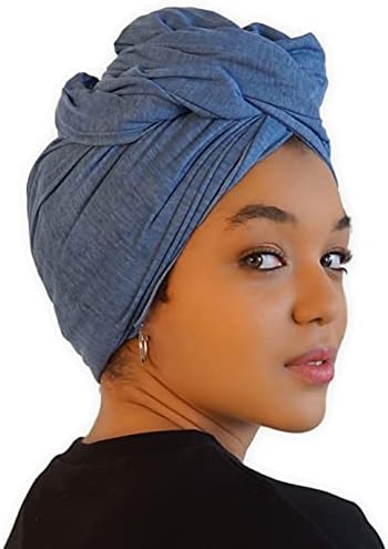 Kadınlar için Kafa Sarar-Afrika Saç Eşarp Jersey-Uzun, Yumuşak ve Nefes Türban Kravat Headwrap için Doğal Saç