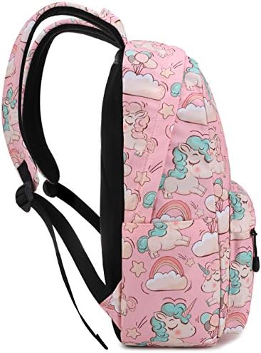 Genç Kız Okul Sırt Çantası Çanta Seti Şerit Orta Yüksek Bookbag USB Şarjlı Hafif (7-Pembe)