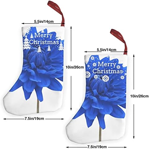 Dcehgew Mavi Çiçekler Baskılı Klasik Noel Çorap 2 Set,Aile Tatil Noel Partisi Süslemeleri için 10 İnç