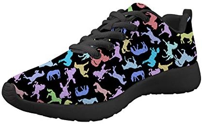 WNFLS koşu Ayakkabıları 3D Baskılı Atlar Siyah Üst Siyah Tabanlı gündelik spor ayakkabılar Kadınlar için Rahattır.