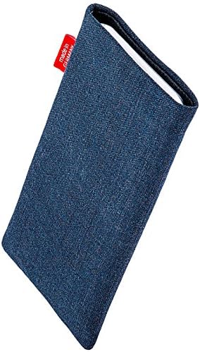 fitBAG Jive Mavi Özel Tailored Kollu LG V60 ThinQ / Almanya'da Yapılan / İnce Takım Elbise Kumaş kılıf Kapak Ekran Temizleme