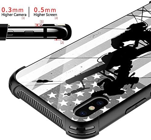 ıPhone Xs Durumda, Amerikan Vatansever Lineman 9 H Temperli Cam iPhone X Kılıfları [Anti-Scratch] Moda Sevimli Desen Tasarım