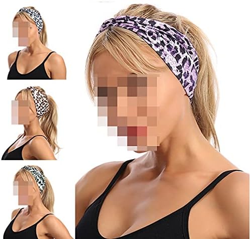 QQWW Çiçek Leopar Türban Düğüm Headwrap Spor Elastik Yoga Hairband Moda Unisex Kumaş Geniş Kafa Bandı 1028 (Renk: 02, Boyutu: