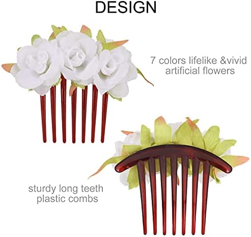 Jsmhh 7 Paketi Sahte Yapay Gül Çiçek Plastik Saç Yan Taraklar Tokalar ile Diş s Sapları Tokalarım Çiçek Yaylar Kadınlar için