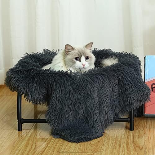 JUNSPOW [Kedi Yatak Hamak + pet Battaniye Seti] Kedi Yatak Battaniye Köpek Yatak Battaniye, Yumuşak Pet Yatak Battaniye, Gri