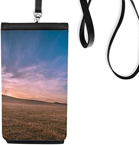 Pembe çim gökyüzü Art Deco hediye moda telefon cüzdan çanta asılı cep kılıfı siyah cep