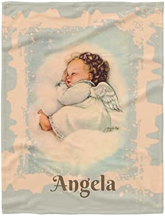 Kişiselleştirilmiş Koruyucu Melek Melek Bebek Uyku bebek battaniyesi Adı ile Kız Erkek Özel Kreş Çocuk Battaniye Bebek Duş
