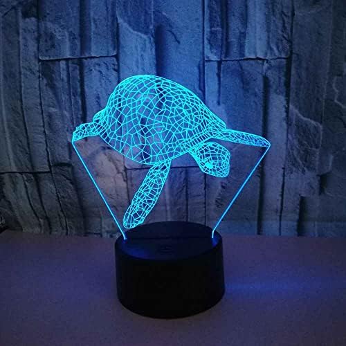 WZMDHB 3D Gece Lambası Çocuklar ıçin Karikatür Kaplumbağa 3D Optik Illusion Gece Lambası Görsel Yaratıcı Led Masa Lambası Dokunmatik