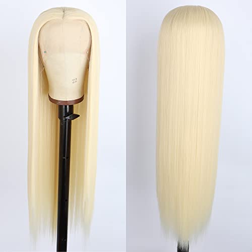 613 Sarışın dantel ön peruk 13×2.5 Uzun düz sentetik tutkalsız ısıya dayanıklı iplik saç sentetik dantel ön peruk için moda