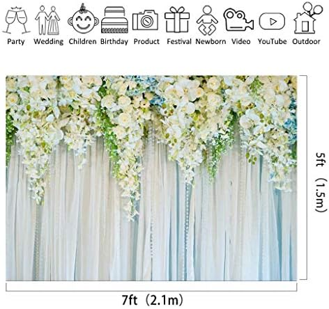 Riyidecor Düğün Çiçekler Zemin Gelin Çiçek Duvar Romantik Beyaz Gül Fotoğraf Arka Plan Evlilik Tatlı 7 W X 5 H Ayak Kumaş Polyester