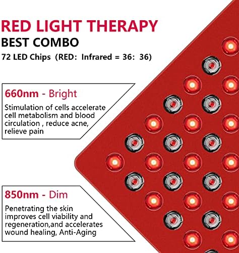Kırmızı ışık terapi Cihazı, 4 Karartma Seviyesi ve Zamanlayıcı ile Vücut için 850nm 660nm Yakın Kızılötesi kırmızı ışık terapisi,