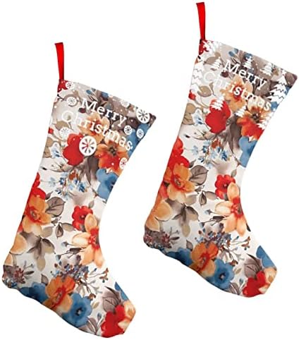 GLRTORE Çiçek Çiçek Baskı Noel Çorap 2 Paket 10 İnç,noel Çorap Noel Ağacı Şömine Asılı Çorap Noel Şeker Mevcut Çanta için Aile