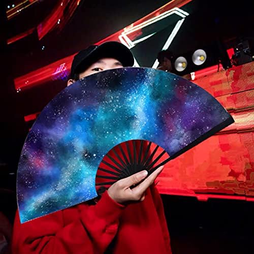 Lysa Büyük Rave Katlanır Fan için Erkek / Kadın-Çin / Japon Bambu ve Naylon-Bez Katlanır El Fan için Elektronik Dans Müzik