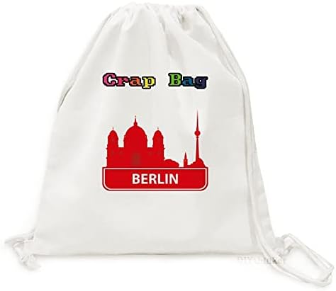 Berlin Almanya Kırmızı Landmark Desen Tuval Sırt Çantası Hafif Seyahat Sırt Çantası Sırt Çantası