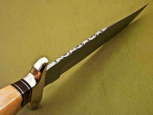 Sk Şam Bıçaklar D2 Çelik Bıçak Özel El Yapımı-12 Güzel D2 Çelik Avcılık Bowie Bıçak Deve Kemik ve Sert Ahşap Kolu ile Deri