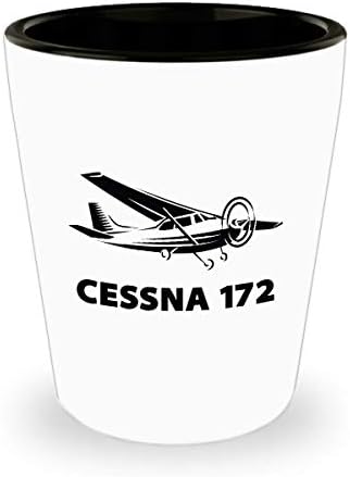 Komik Cessna 172 Shot Cam Benzersiz Hediye İçin Cessna Pilot Uçak Aviator Erkekler Beyaz Seramik 1.5 oz Espresso Tekila
