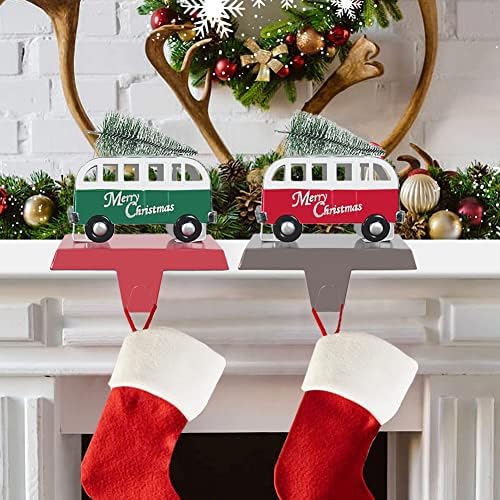BİNGGEE 2 Paket Araba Çorap Tutucu Noel Çorap Askı Manto Kırmızı Yeşil Demir Ağır Standı Tutucu Şömine Üst Dekorasyon
