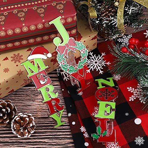 RUODON 3 Parça Noel Stocking Tutucular Metal Stocking Askıları ile Sevinç Mutlu Noel Şömine Hooks Stocking Klipler için Noel