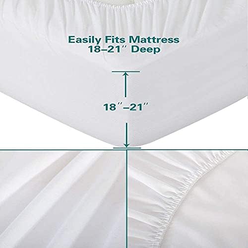 Bedecor Çarşaf Fit hava yatağı Buruşuk-Ücretsiz Derin Cep kadar 21 inç Beyaz Kraliçe Boyutu
