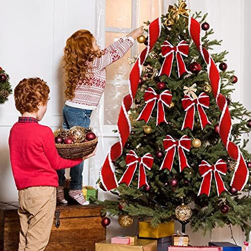 2 Rolls Noel Kadife Kurdeleler Dekoratif Kurdeleler Rolls Craft DIY Şerit Kumaş Bez Şerit Tel Kenar Kurdeleler için Craft Noel