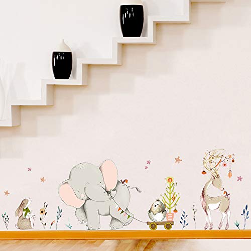 Fınduat Fil duvar çıkartmaları Çıkartmaları Orman Hayvanlar Geyik DIY Çocuk Duvar Çıkartmaları Çocuk oda duvar dekoru Bebek