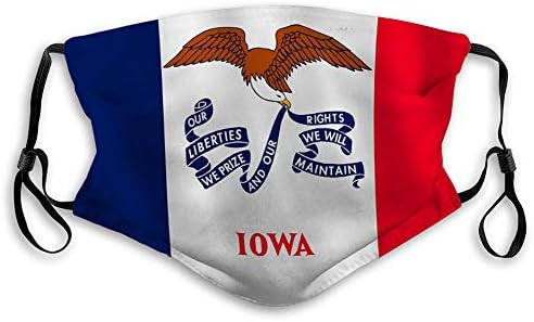 Xunulyn Unisex Maskeleri Yıkanabilir Kullanımlık Ağız Maskesi Iowa abd Devlet Bayrağı Sallayarak Etkisi Resmi Oranı Iowa abd