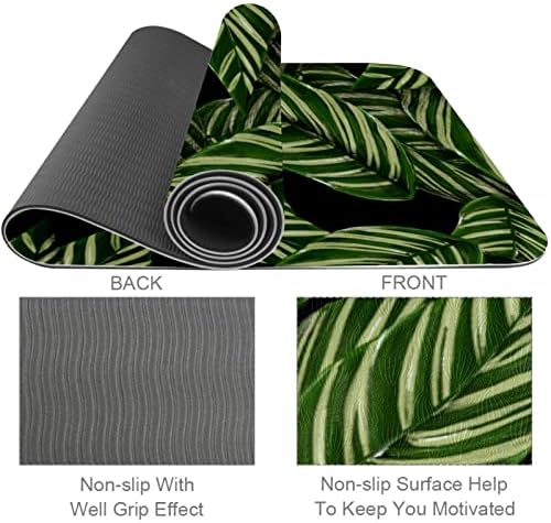 Tropikal Yapraklar Desen Siyah Arka Plan Ekstra Kalın Yoga Mat-Çevre Dostu Kaymaz egzersiz ve fitness matı egzersiz matı Her