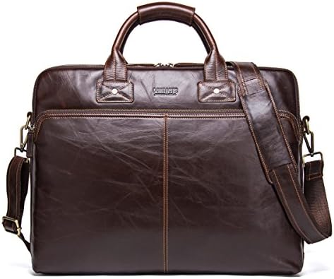 Erkek askılı çanta 15.6, laptop çantası, iş seyahat evrak Çantası Erkekler Kadınlar için, Vintage Hakiki Deri Büyük Satchel