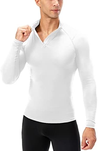 Erkek Uzun Kollu Termal Sıkıştırma Gömlek Kış Slim Fit 1/4 Zip Up Atletik Kazak Baselayers Koşu Tops
