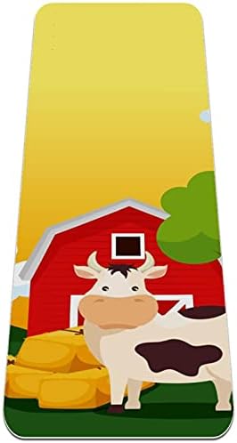 Siebzeh Karikatür İnek Çiftliği Ağacı Bulut Yard Premium Kalın Yoga Mat Çevre Dostu Kauçuk Sağlık ve Fitness Kaymaz Mat Her