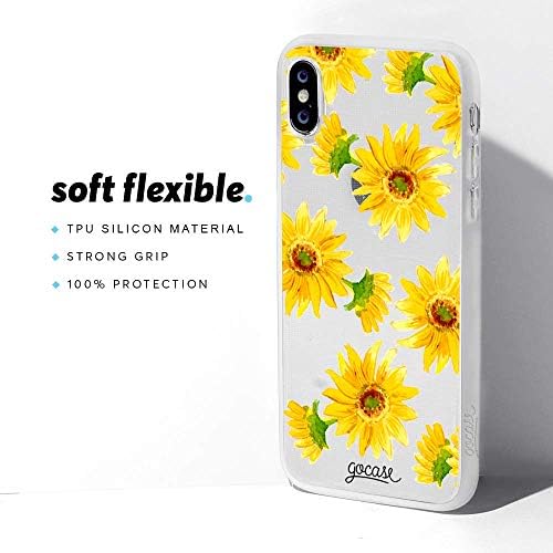 Gocase Ayçiçeği Kılıf iPhone 6/6 S ile Uyumlu Şeffaf Baskılı Silikon Şeffaf TPU Koruyucu Kılıf ile Çizilmeye Dayanıklı Cep