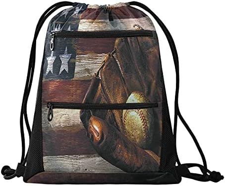 Beyzbol İpli sırt çantası Çanta Cinch Çuval ile Cepler Eğitim İpli Spor Çantası