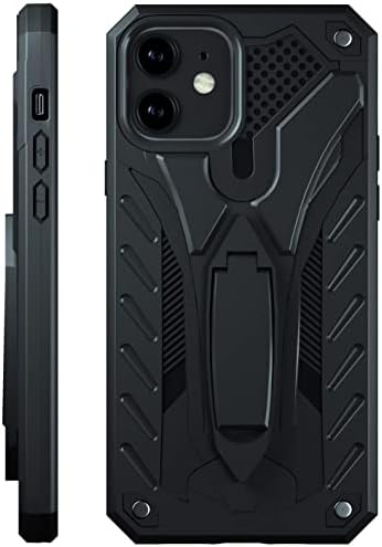 ıphone 12 Mini Kılıf ile Kickstand, Askeri Sınıf 12ft. Damla Testi-Siyah