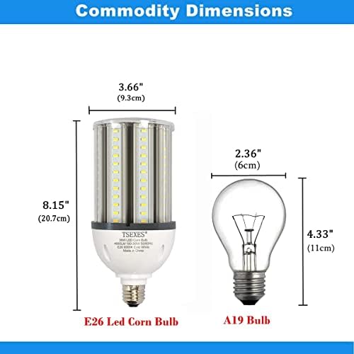 36 W LED Mısır Ampul (150 W-200 W Eşdeğer Metal Halide Ampul)6000 K Günışığı Beyaz E26 LED Ampul, 4400 Lümen Yedek Köy Garaj