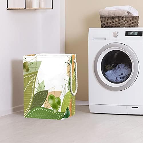 Inhomer Çamaşır Sepeti Yeşil Orman Yaprakları Aşk Şeklinde Yaprak Katlanabilir çamaşır sepetleri Firma çamaşır kutusu giysi