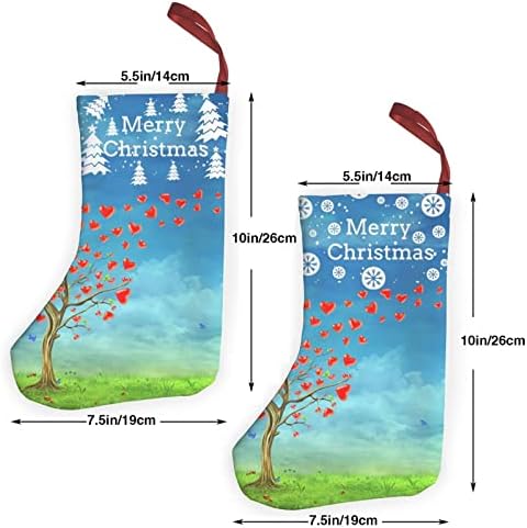 GLRTORE Kırmızı Hart Ağacı Noel Çorap ile 2 Paket 10 İnç, noel Çorap Noel Ağacı Şömine Asılı Çorap Noel Şeker Mevcut Çanta