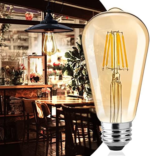 Brightown LED Ampul - 6 Paket 6W E26 LED Ampul 60 Watt Eşdeğeri, Kısılabilir LED Edison Ampul, Vintage Lamba Kehribar Renkli