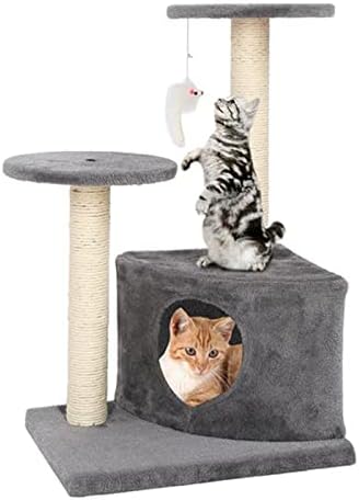 YQX-Kedi Ağacı, Kedi Kulesi Kınamak Sisal Tırmalama Mesajları ile Atlama Platformu, Pet Mobilya Aktivite Merkezi Oyun Evi Gri